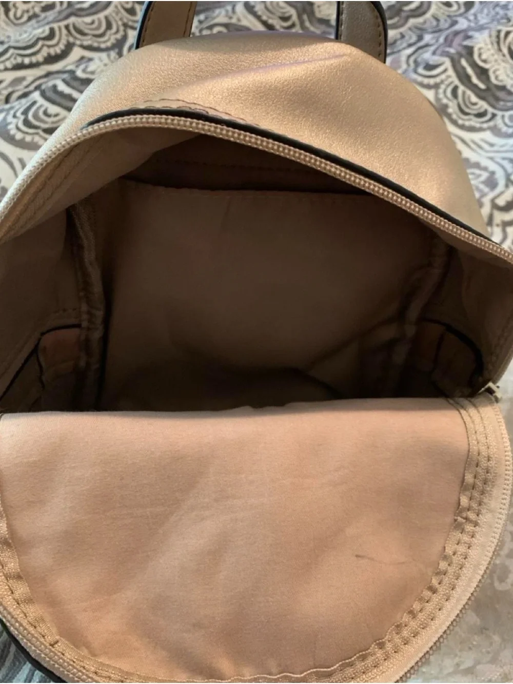 Plaid Accent Mini Backpack - Metallic Brown